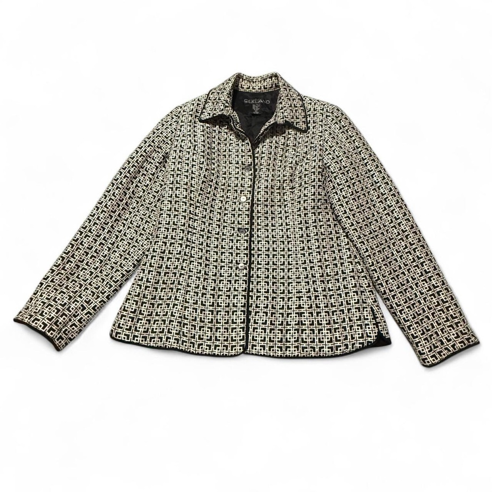 Vintage Black and White Women's Jacket by Silkland